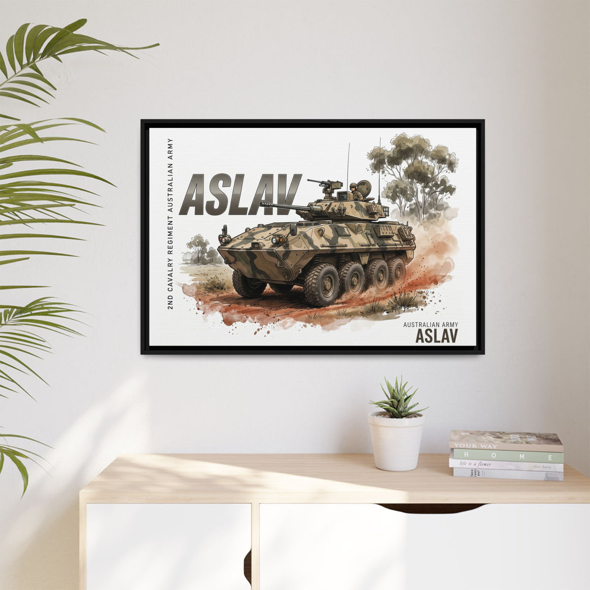 ASLAV Armored Vehicle Matte Canvas Framed Print — Australian Army Military Art