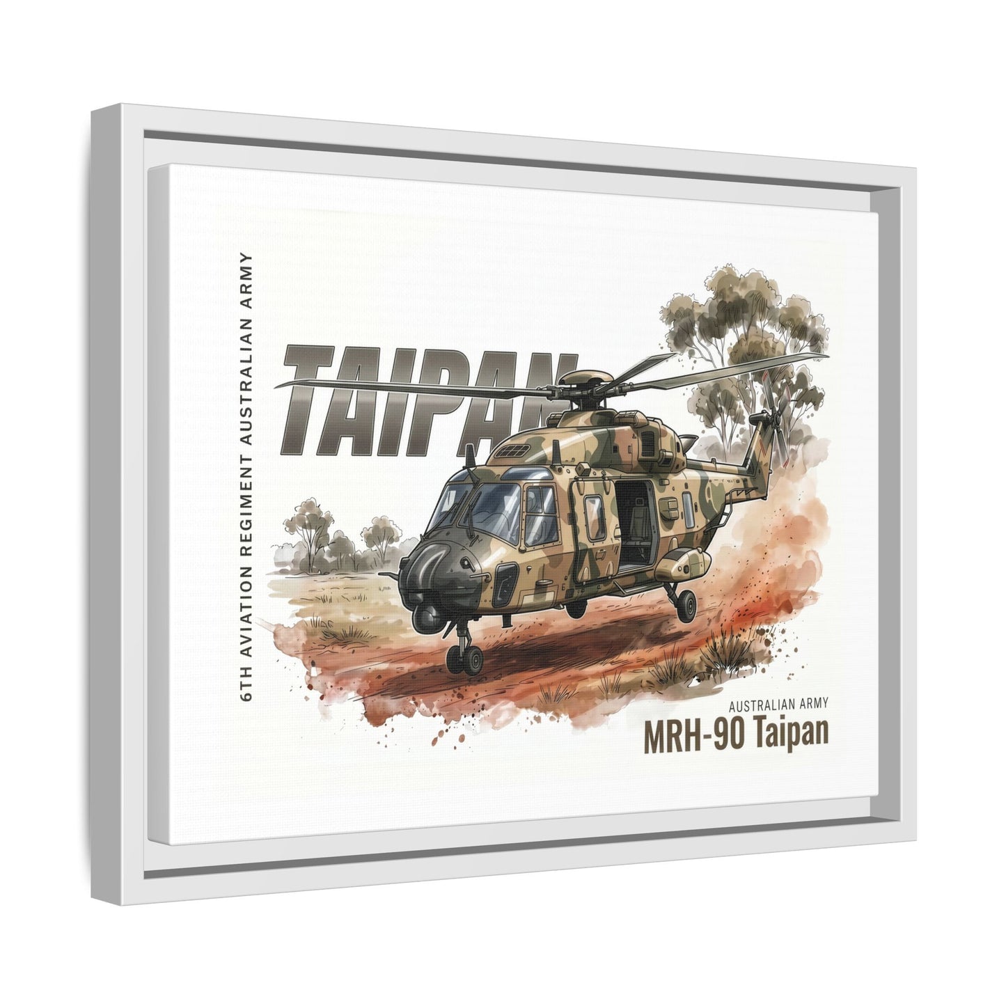 MRH-90 Taipan Helicopter Matte Canvas Framed Print — Australian Army Aviation Art