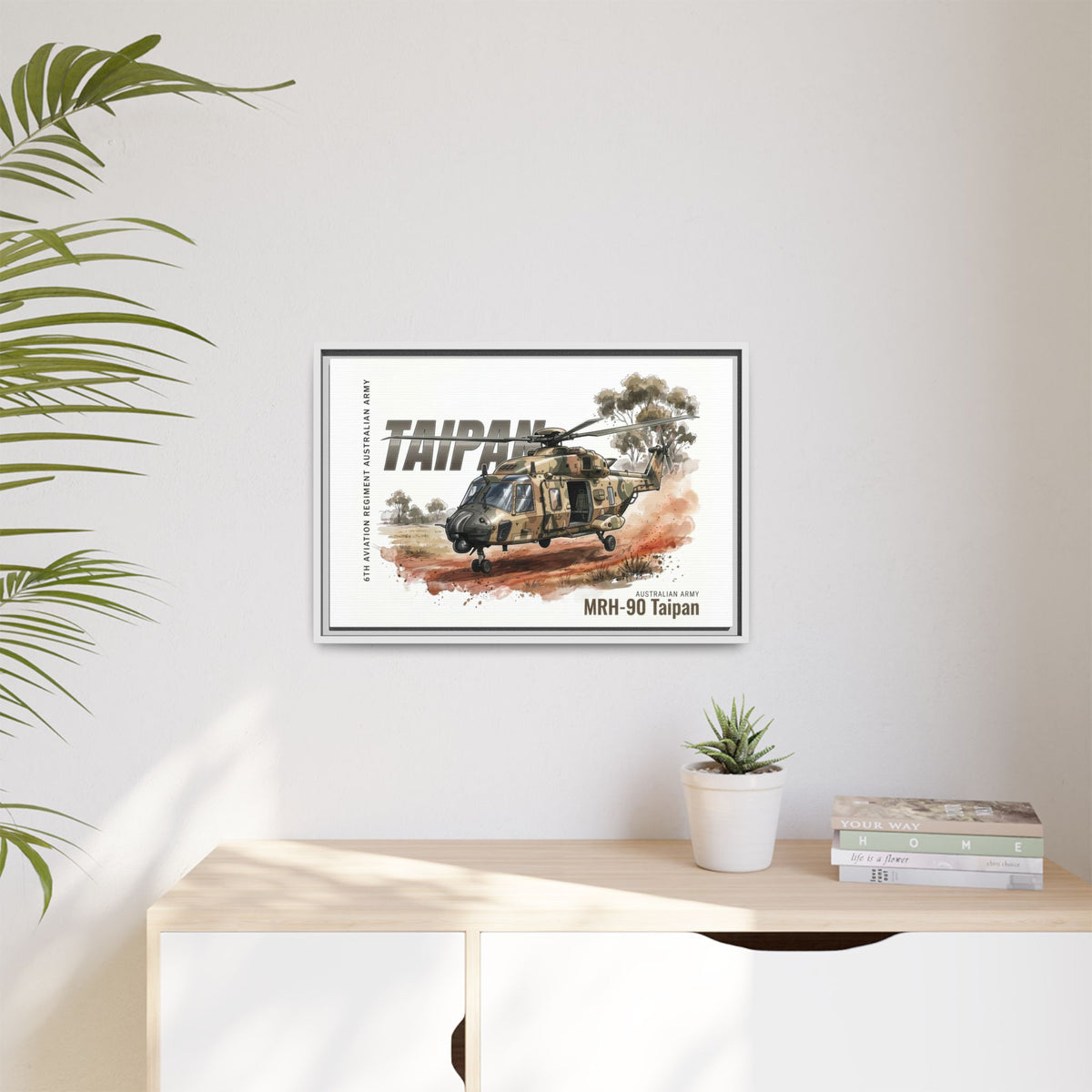 MRH-90 Taipan Helicopter Matte Canvas Framed Print — Australian Army Aviation Art