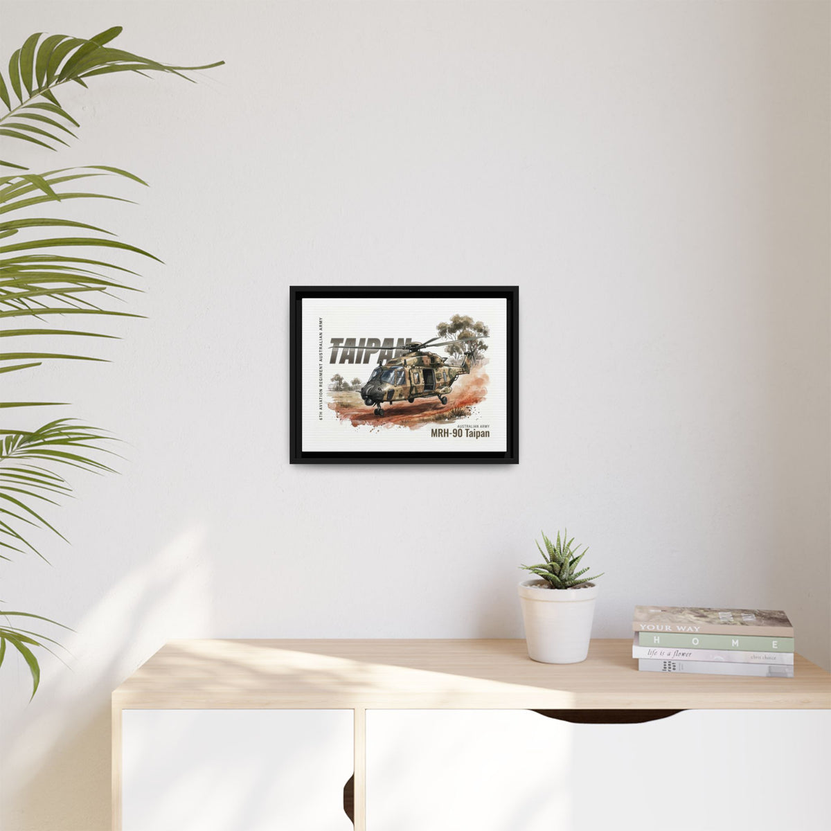 MRH-90 Taipan Helicopter Matte Canvas Framed Print — Australian Army Aviation Art