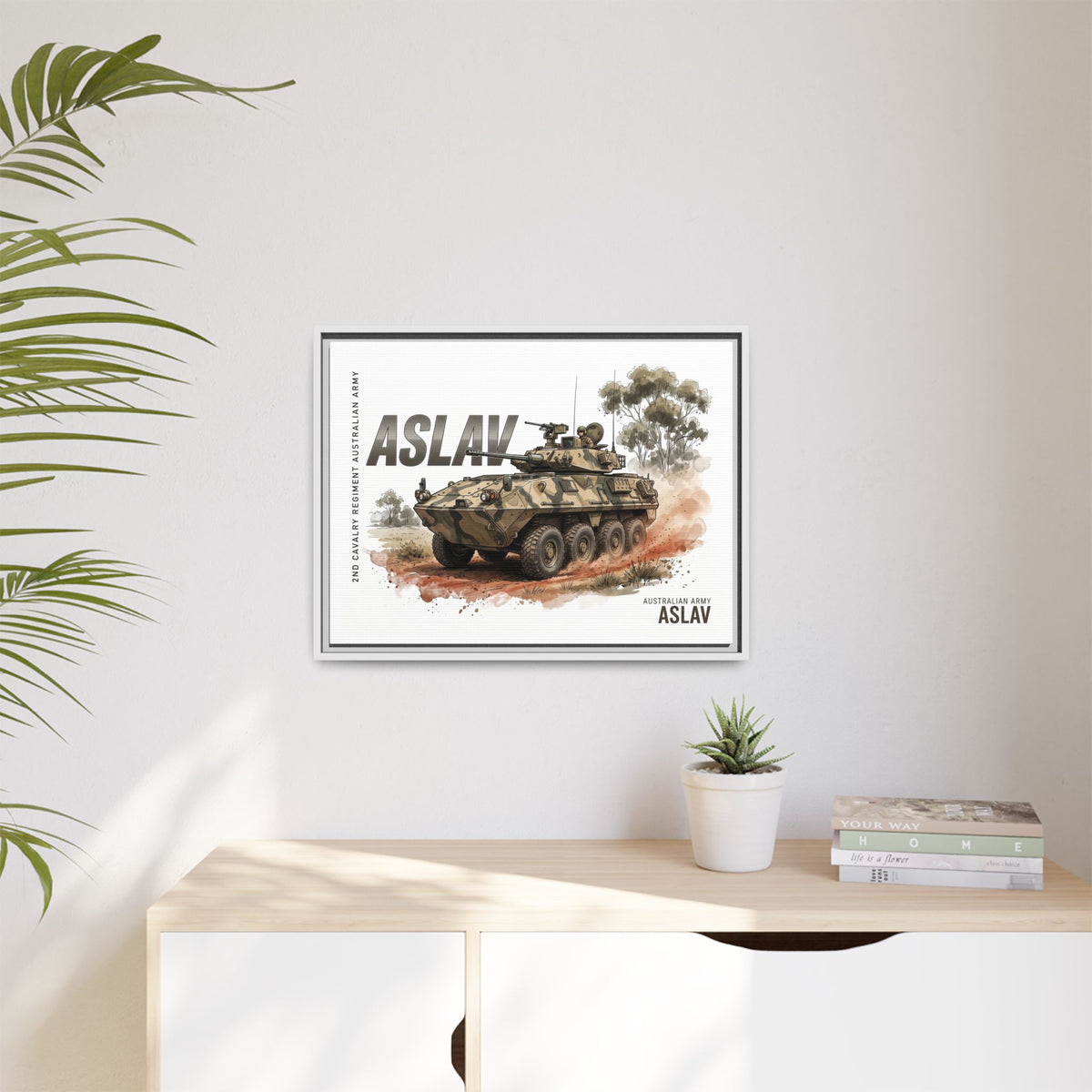ASLAV Armored Vehicle Matte Canvas Framed Print — Australian Army Military Art