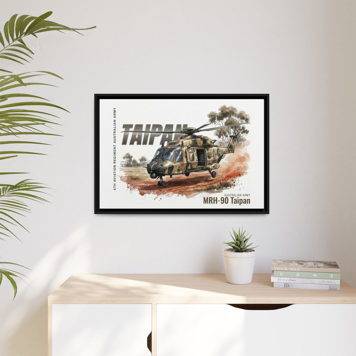 MRH-90 Taipan Helicopter Matte Canvas Framed Print — Australian Army Aviation Art