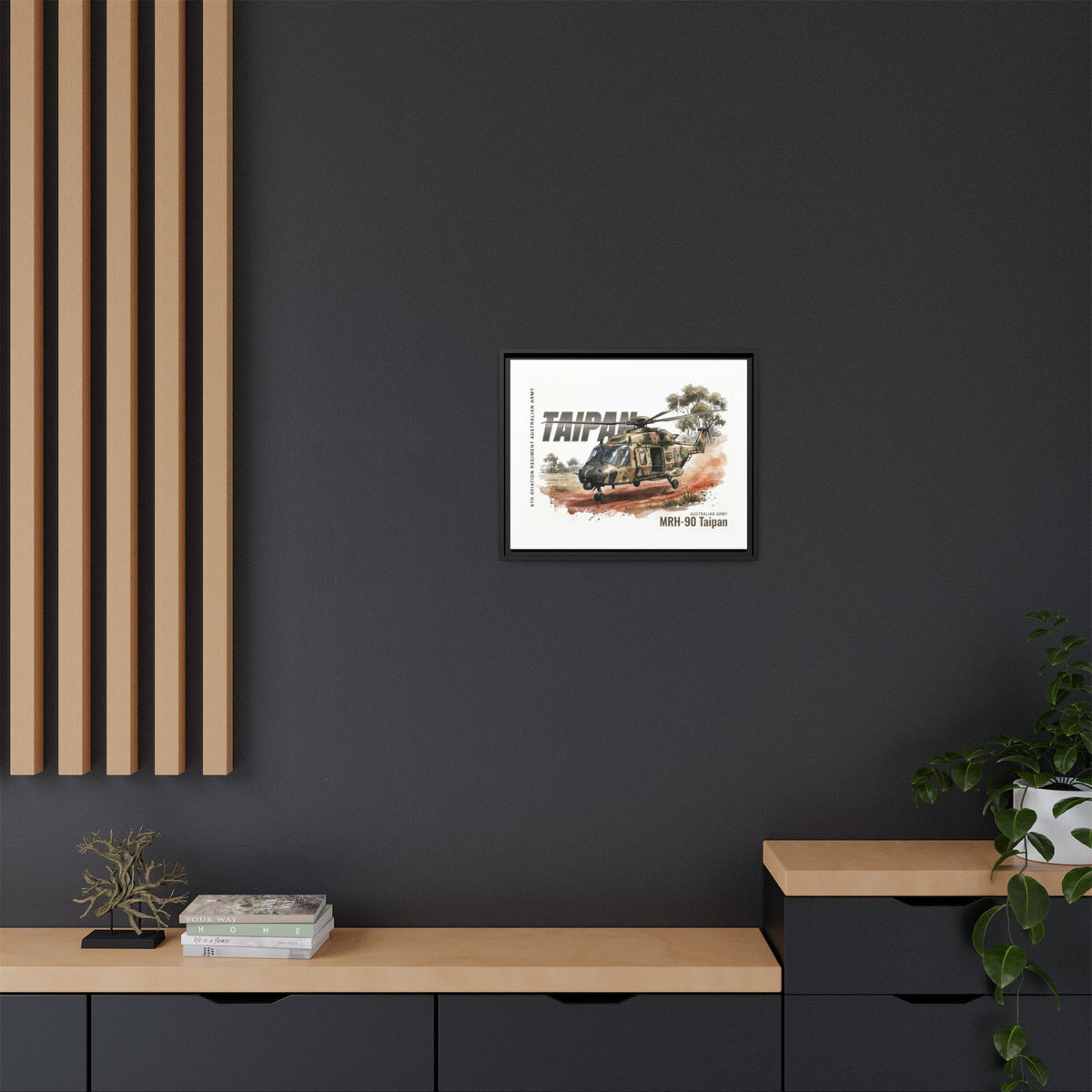 MRH-90 Taipan Helicopter Matte Canvas Framed Print — Australian Army Aviation Art