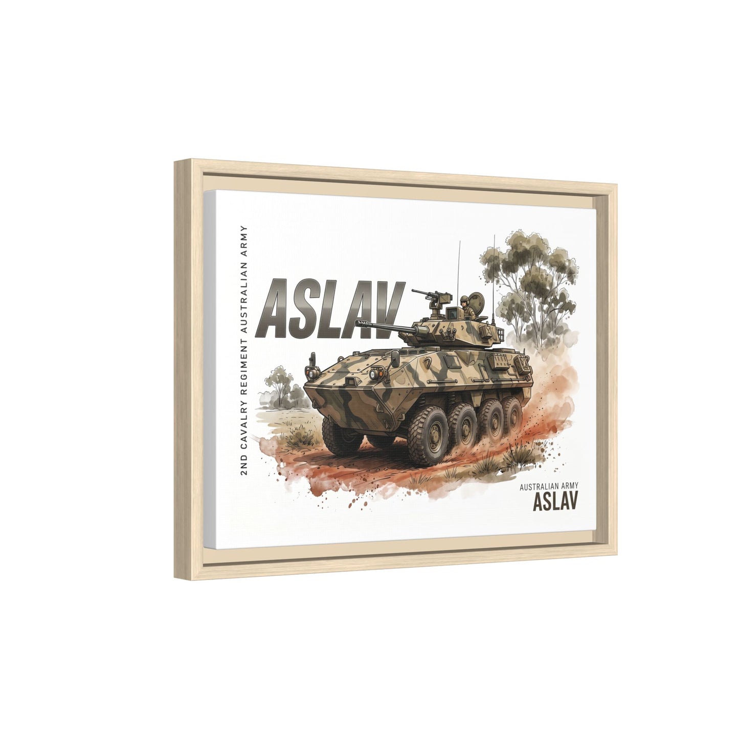 ASLAV Armored Vehicle Matte Canvas Framed Print — Australian Army Military Art