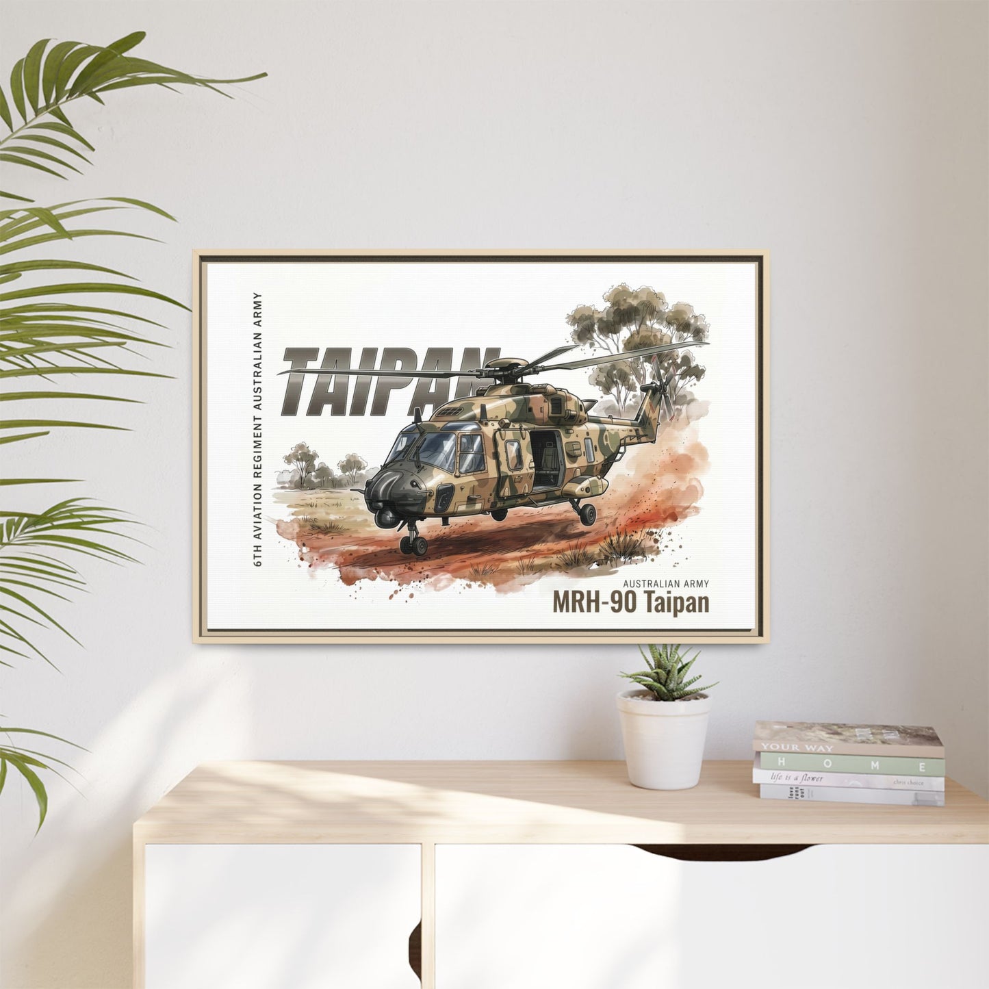 MRH-90 Taipan Helicopter Matte Canvas Framed Print — Australian Army Aviation Art