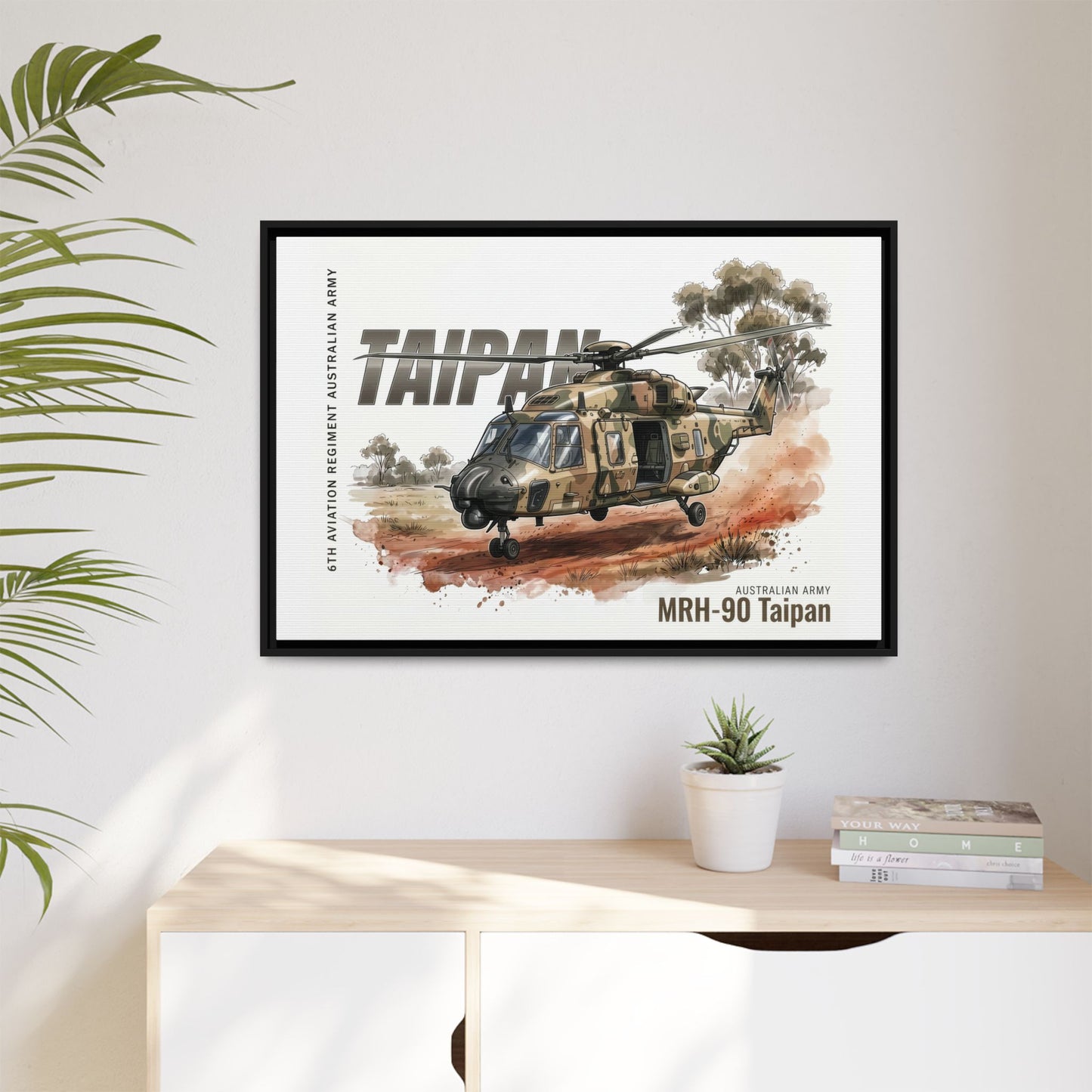 MRH-90 Taipan Helicopter Matte Canvas Framed Print — Australian Army Aviation Art