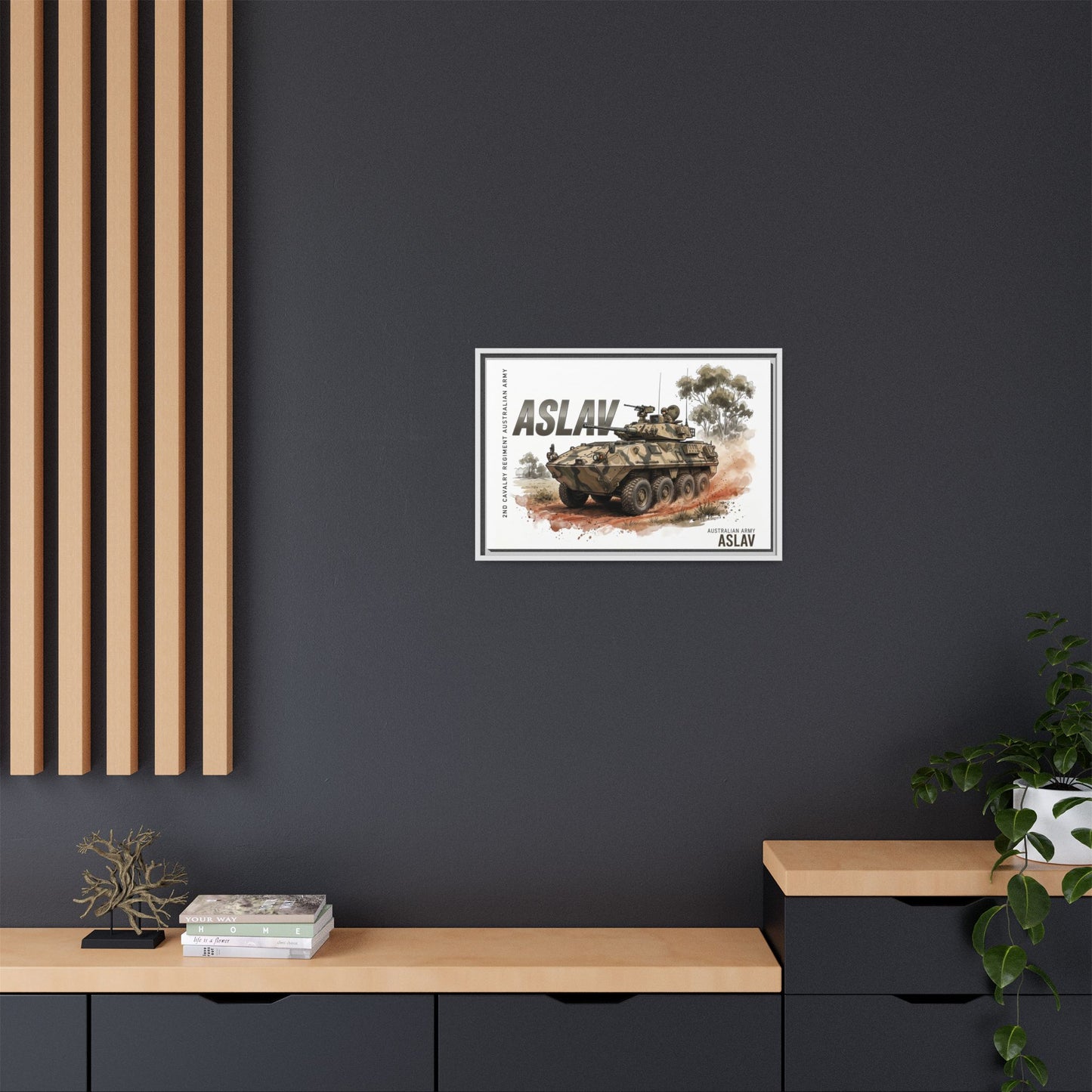 ASLAV Armored Vehicle Matte Canvas Framed Print — Australian Army Military Art