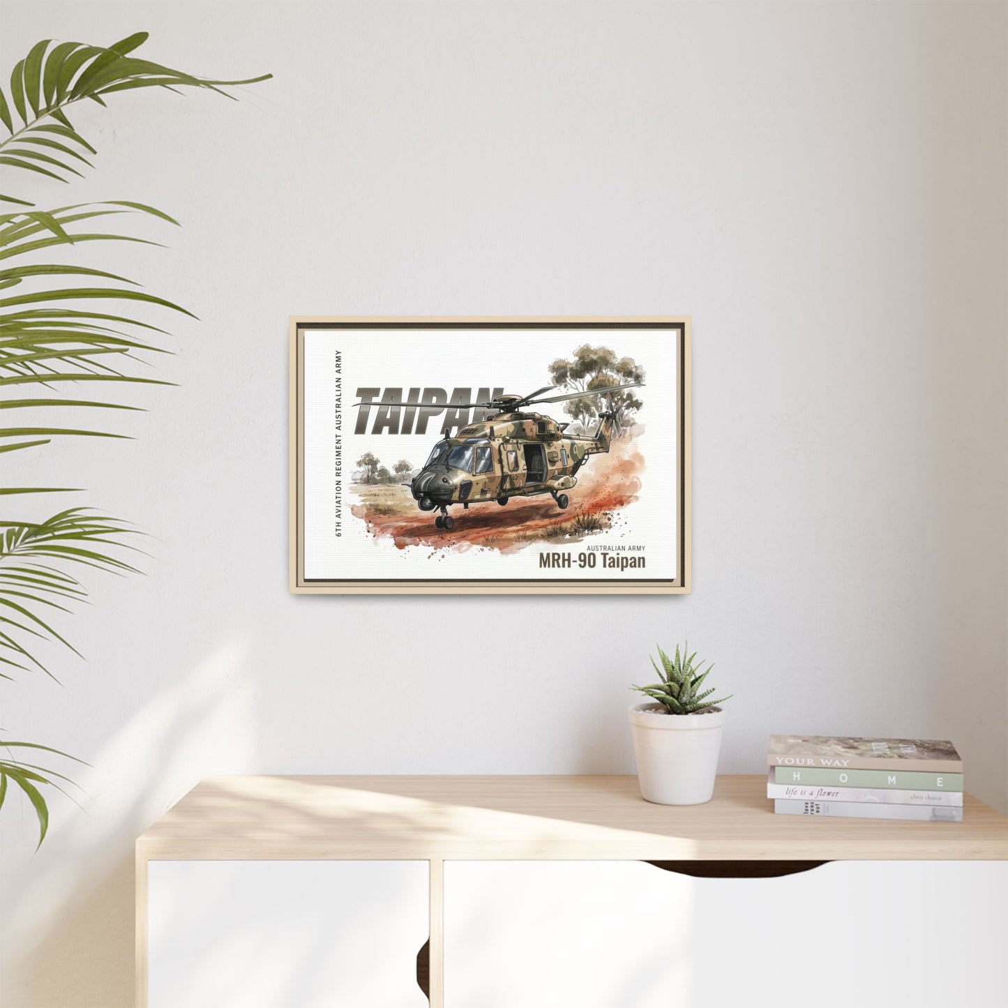 MRH-90 Taipan Helicopter Matte Canvas Framed Print — Australian Army Aviation Art