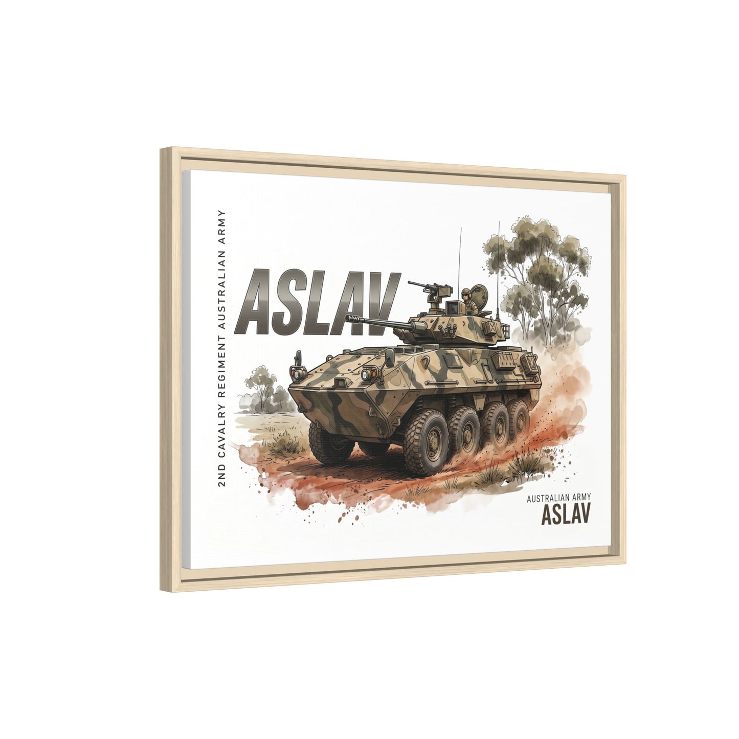 ASLAV Armored Vehicle Matte Canvas Framed Print — Australian Army Military Art