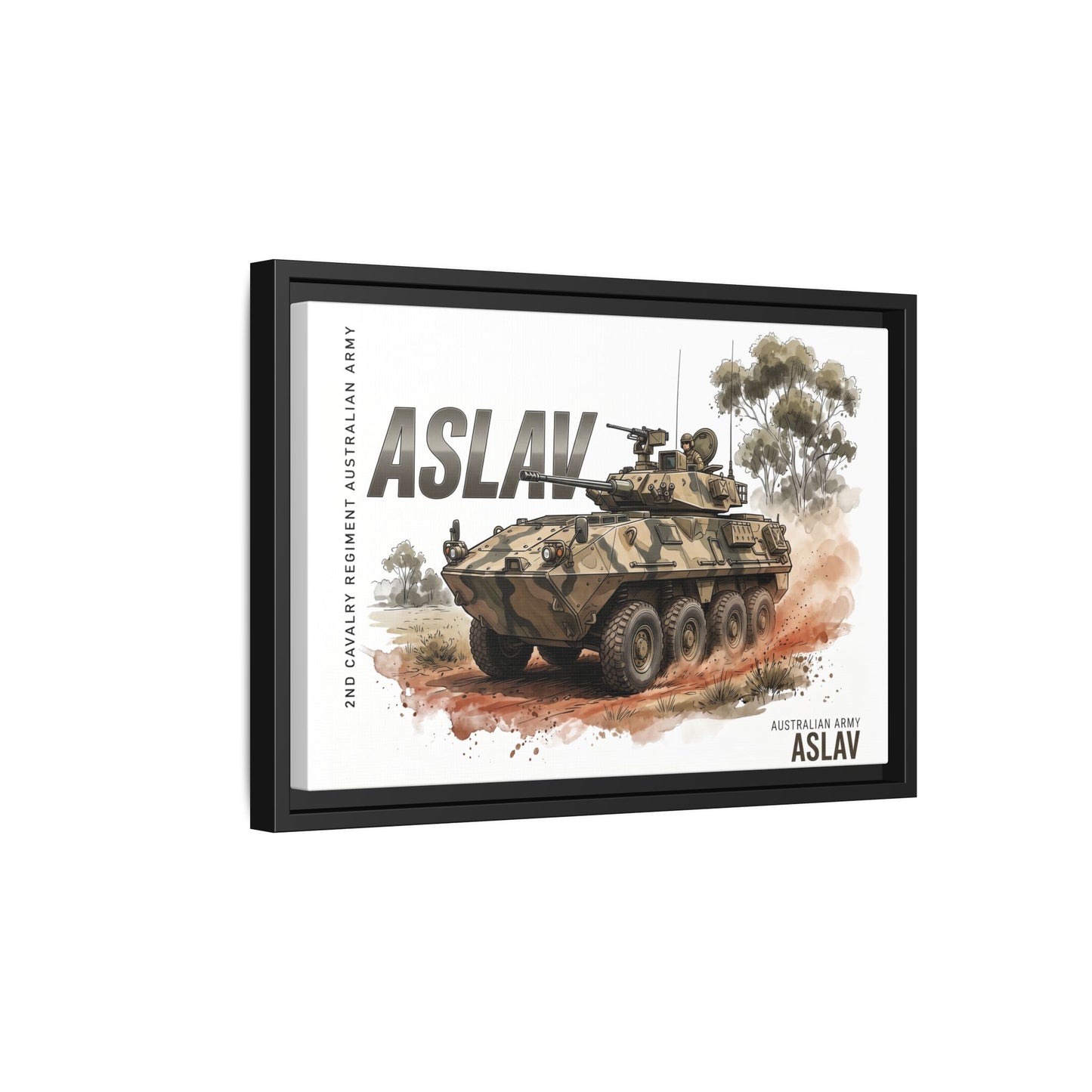 ASLAV Armored Vehicle Matte Canvas Framed Print — Australian Army Military Art