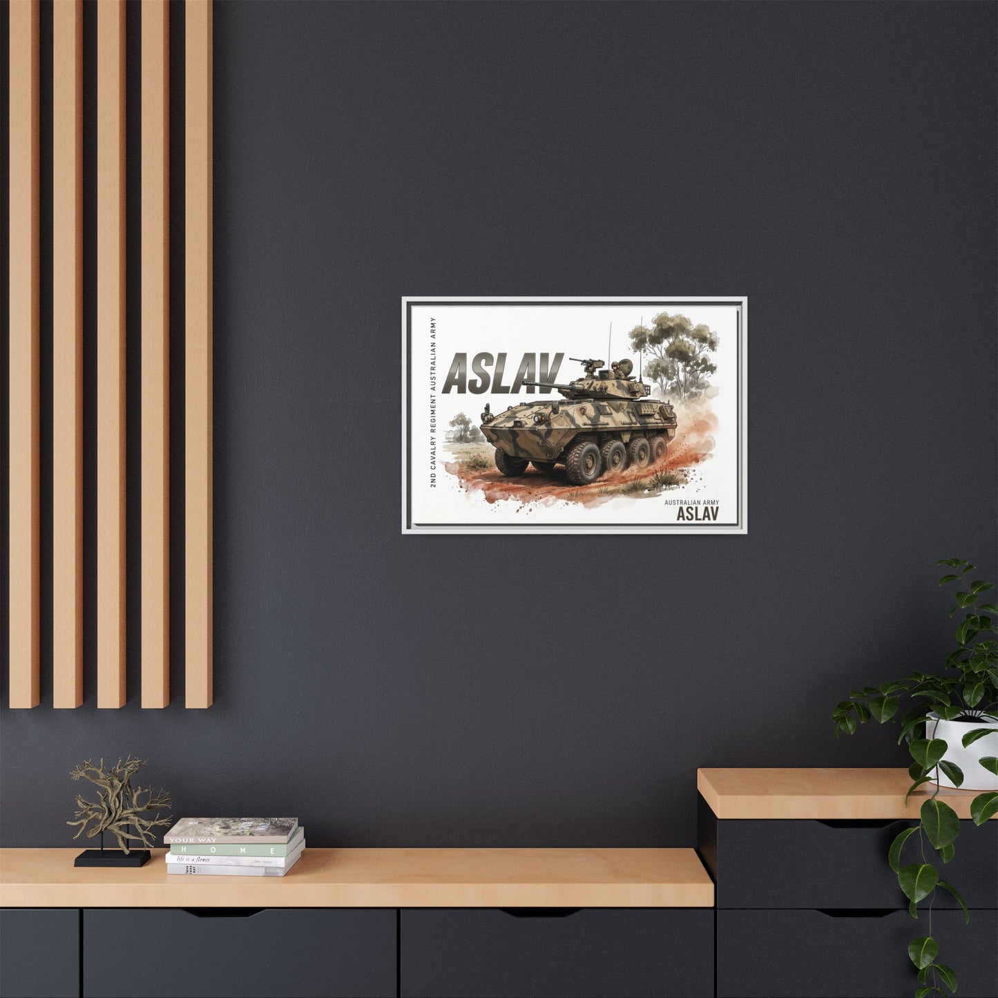 ASLAV Armored Vehicle Matte Canvas Framed Print — Australian Army Military Art