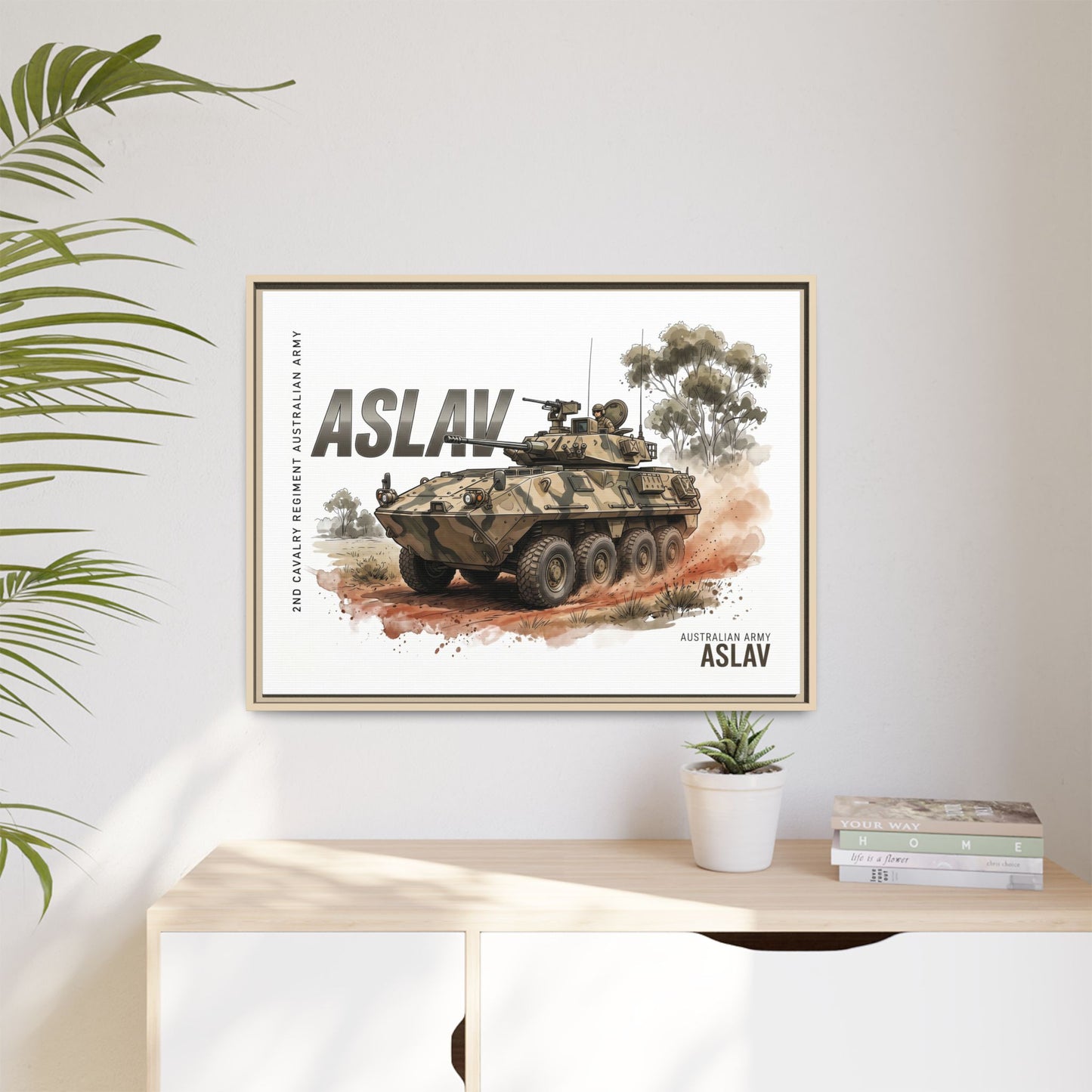 ASLAV Armored Vehicle Matte Canvas Framed Print — Australian Army Military Art