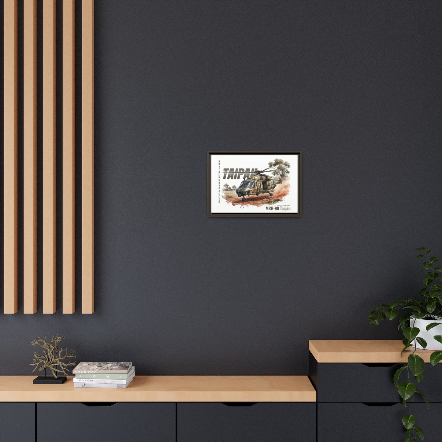MRH-90 Taipan Helicopter Matte Canvas Framed Print — Australian Army Aviation Art