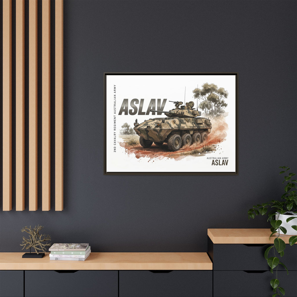 ASLAV Armored Vehicle Matte Canvas Framed Print — Australian Army Military Art