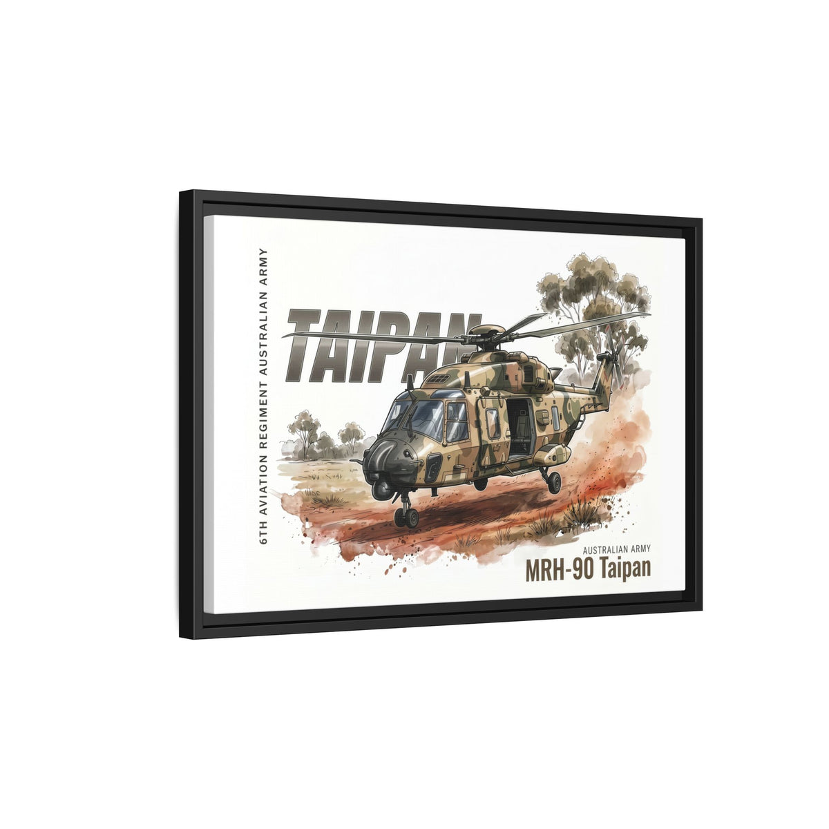 MRH-90 Taipan Helicopter Matte Canvas Framed Print — Australian Army Aviation Art
