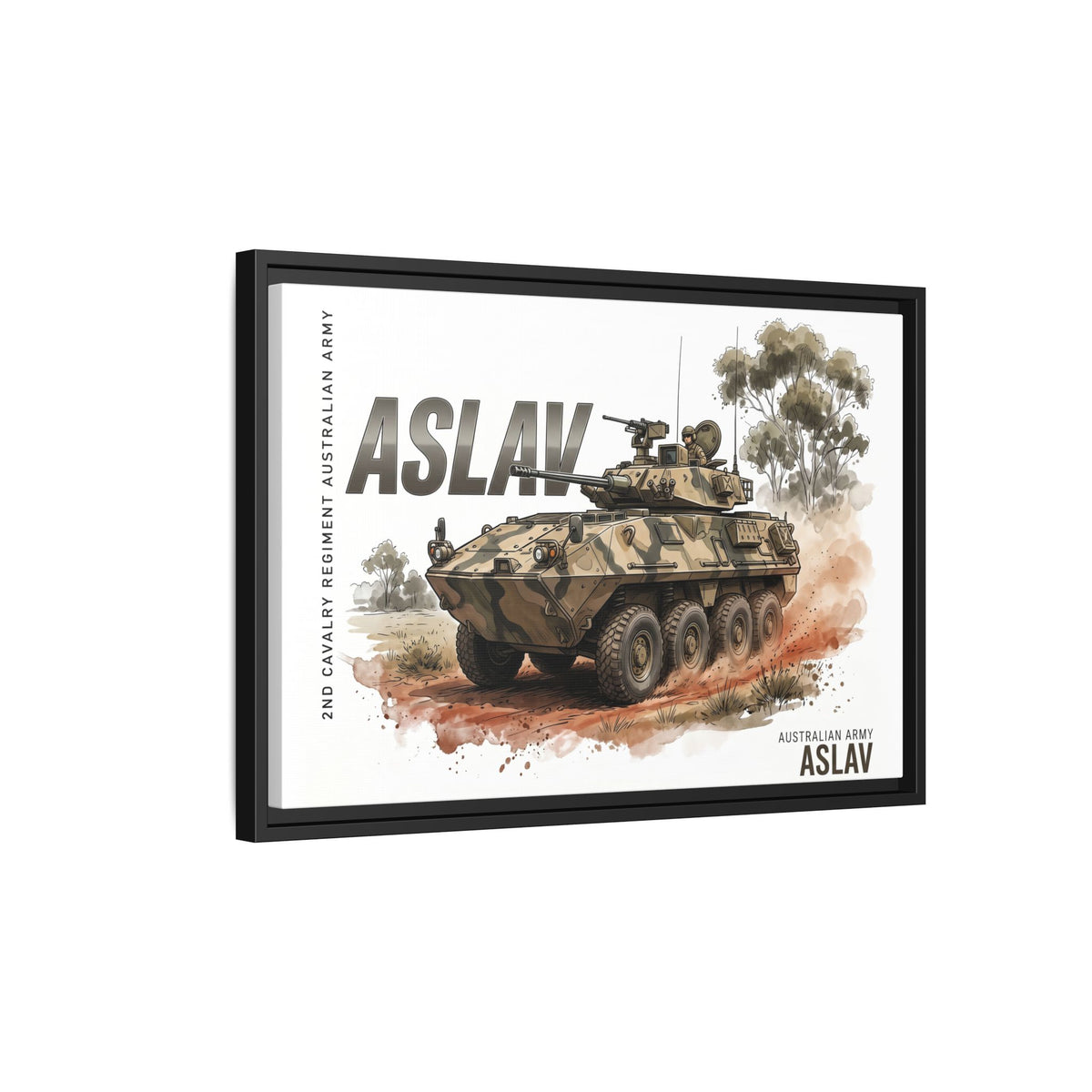 ASLAV Armored Vehicle Matte Canvas Framed Print — Australian Army Military Art