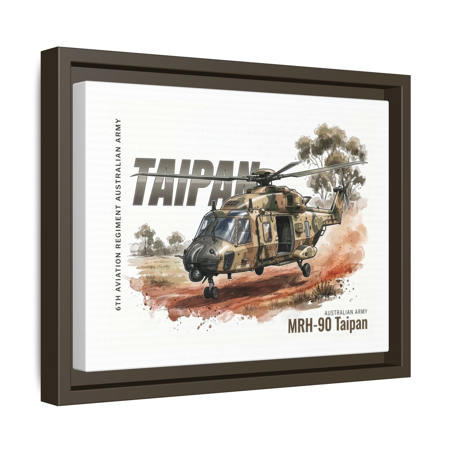 MRH-90 Taipan Helicopter Matte Canvas Framed Print — Australian Army Aviation Art