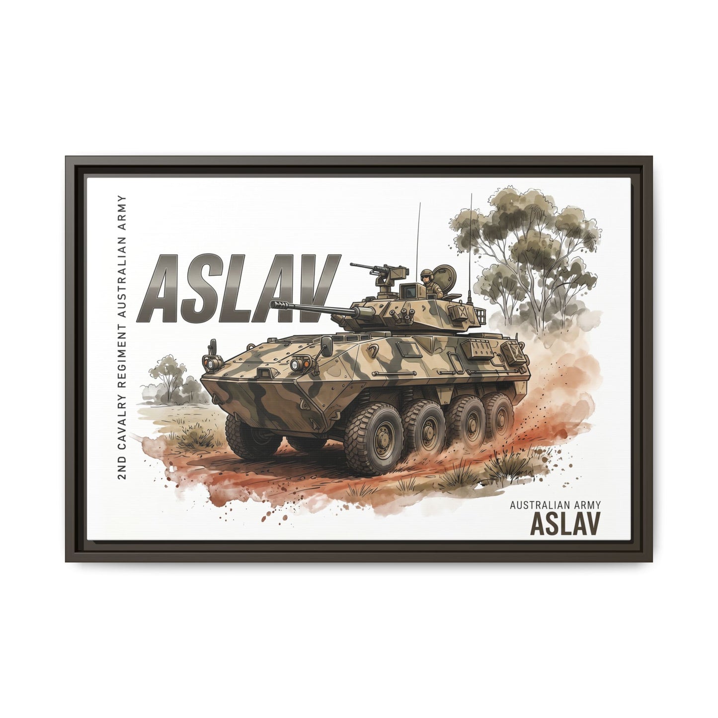 ASLAV Armored Vehicle Matte Canvas Framed Print — Australian Army Military Art