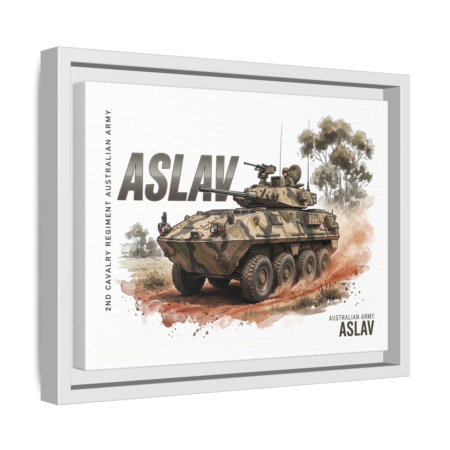 ASLAV Armored Vehicle Matte Canvas Framed Print — Australian Army Military Art