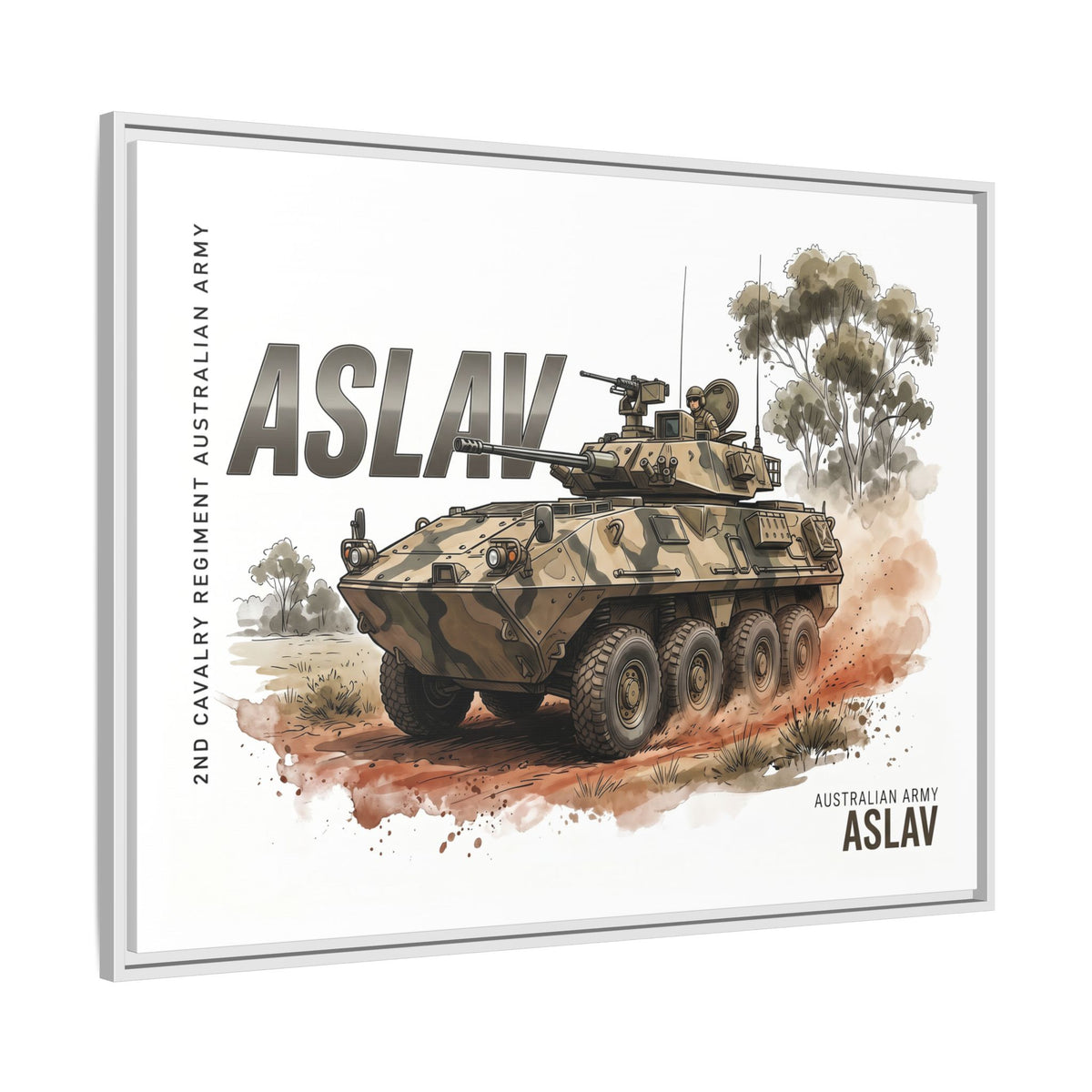 ASLAV Armored Vehicle Matte Canvas Framed Print — Australian Army Military Art