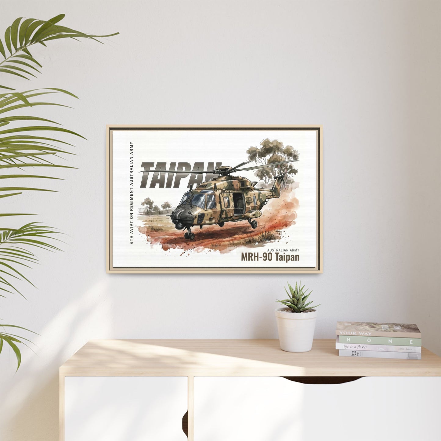MRH-90 Taipan Helicopter Matte Canvas Framed Print — Australian Army Aviation Art