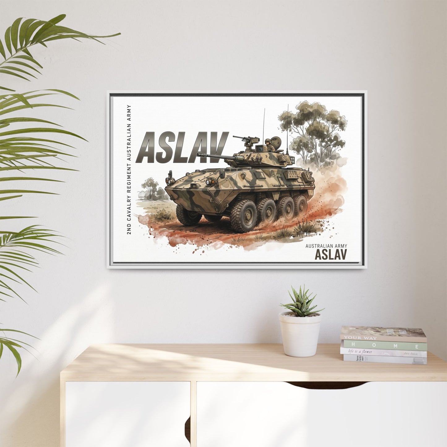 ASLAV Armored Vehicle Matte Canvas Framed Print — Australian Army Military Art