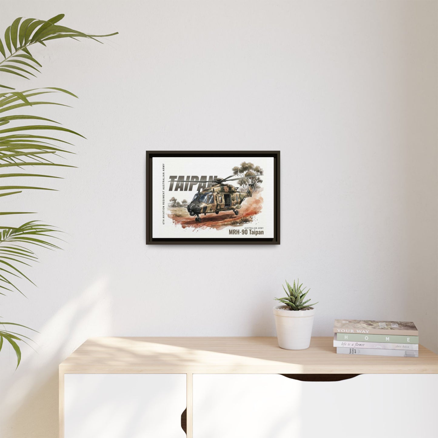 MRH-90 Taipan Helicopter Matte Canvas Framed Print — Australian Army Aviation Art