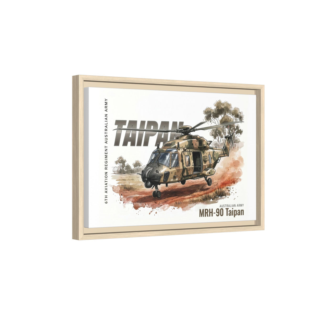 MRH-90 Taipan Helicopter Matte Canvas Framed Print — Australian Army Aviation Art