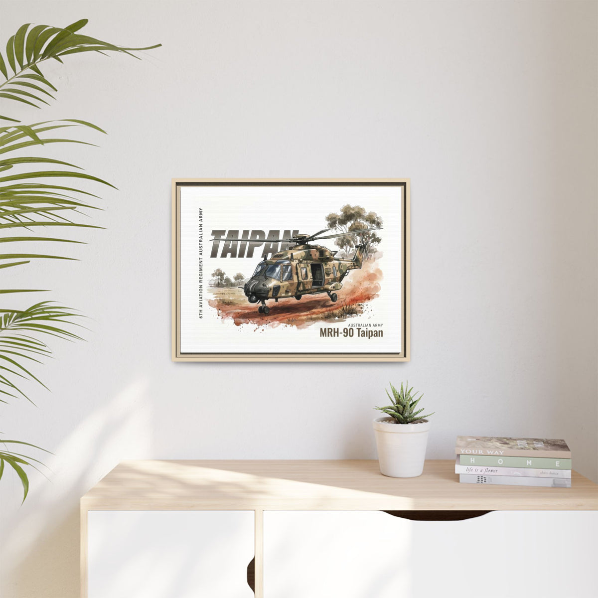 MRH-90 Taipan Helicopter Matte Canvas Framed Print — Australian Army Aviation Art