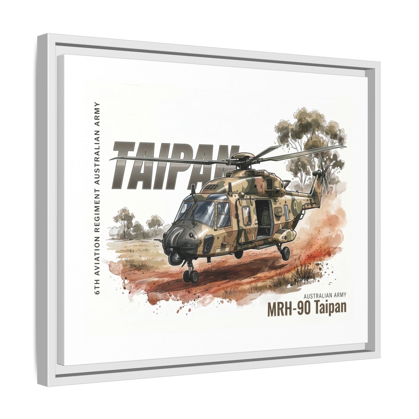 MRH-90 Taipan Helicopter Matte Canvas Framed Print — Australian Army Aviation Art