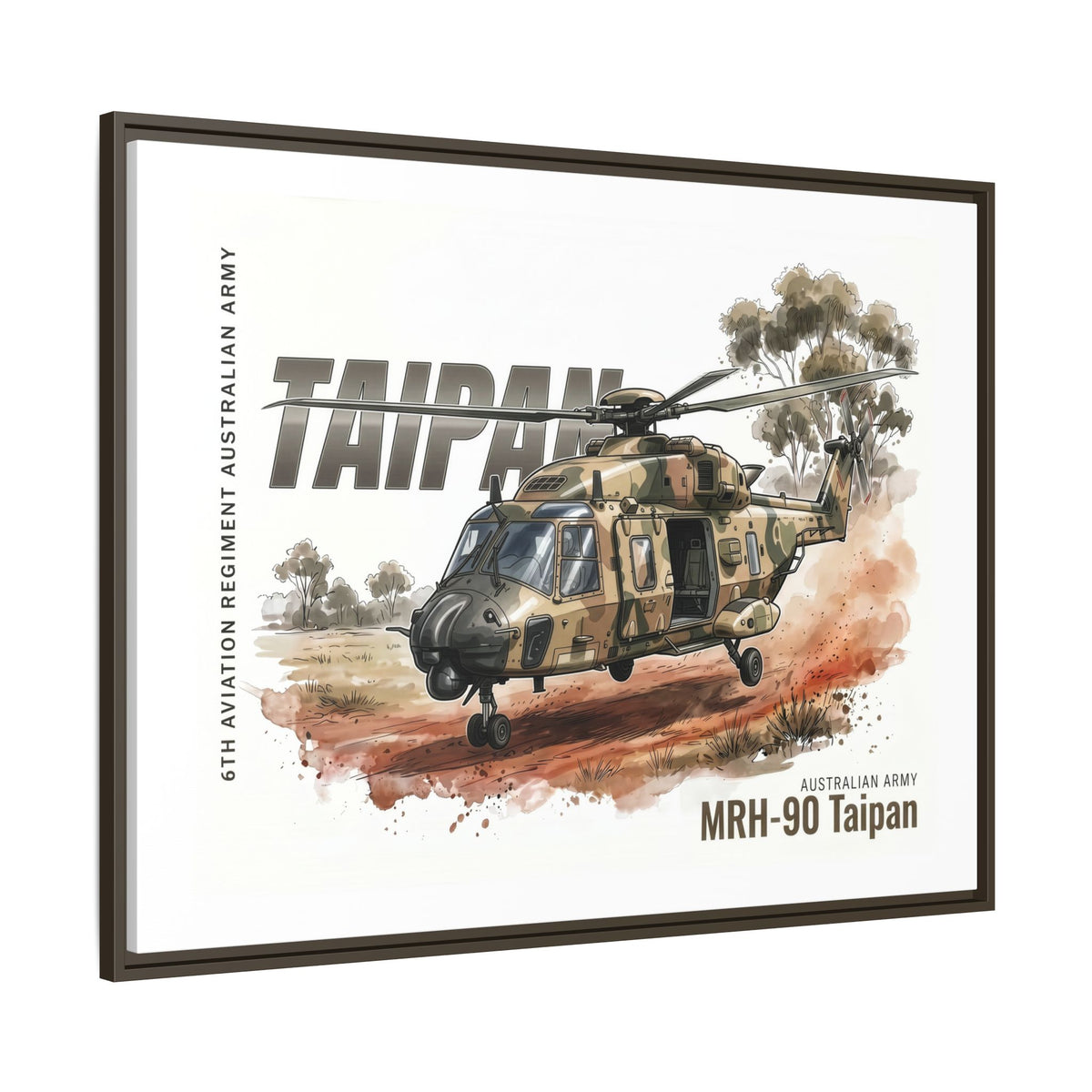 MRH-90 Taipan Helicopter Matte Canvas Framed Print — Australian Army Aviation Art