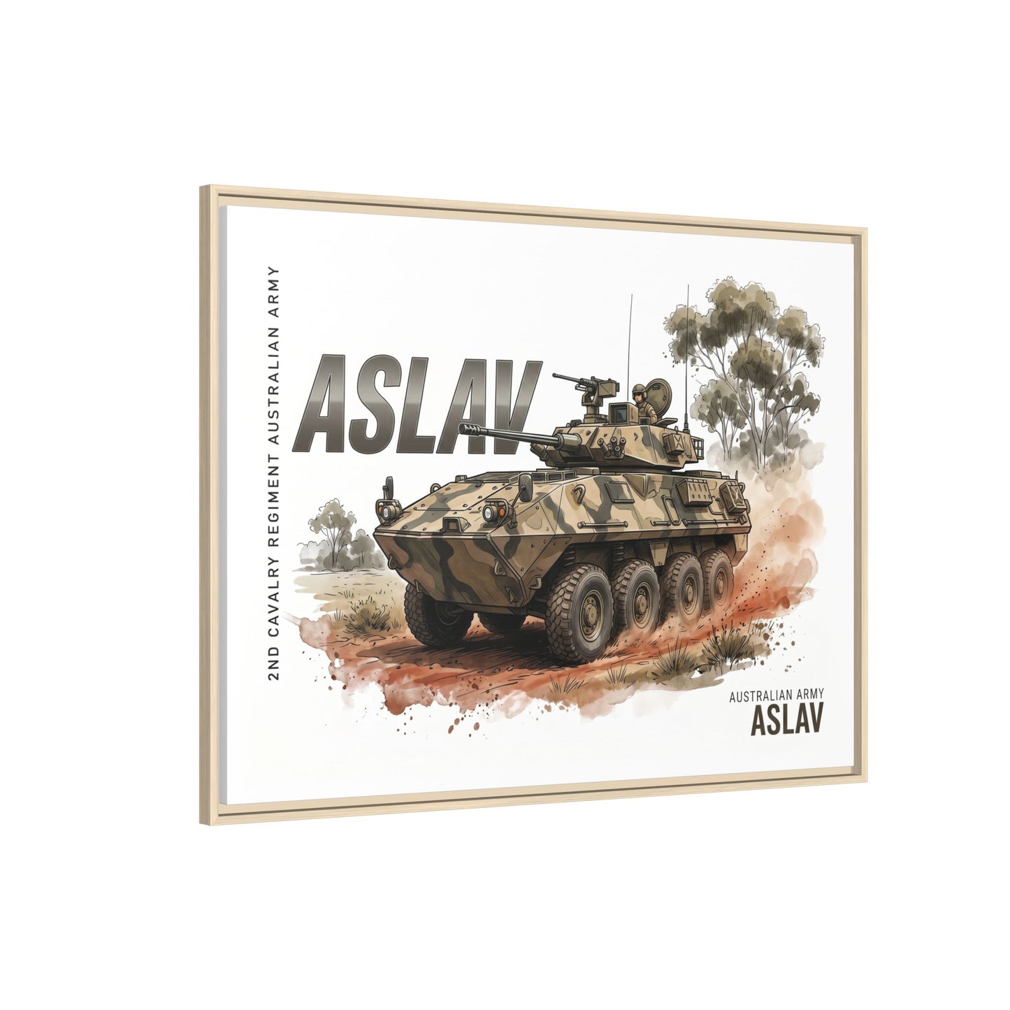 ASLAV Armored Vehicle Matte Canvas Framed Print — Australian Army Military Art
