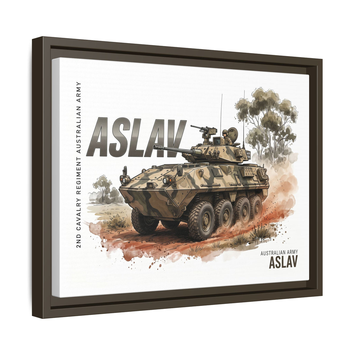 ASLAV Armored Vehicle Matte Canvas Framed Print — Australian Army Military Art