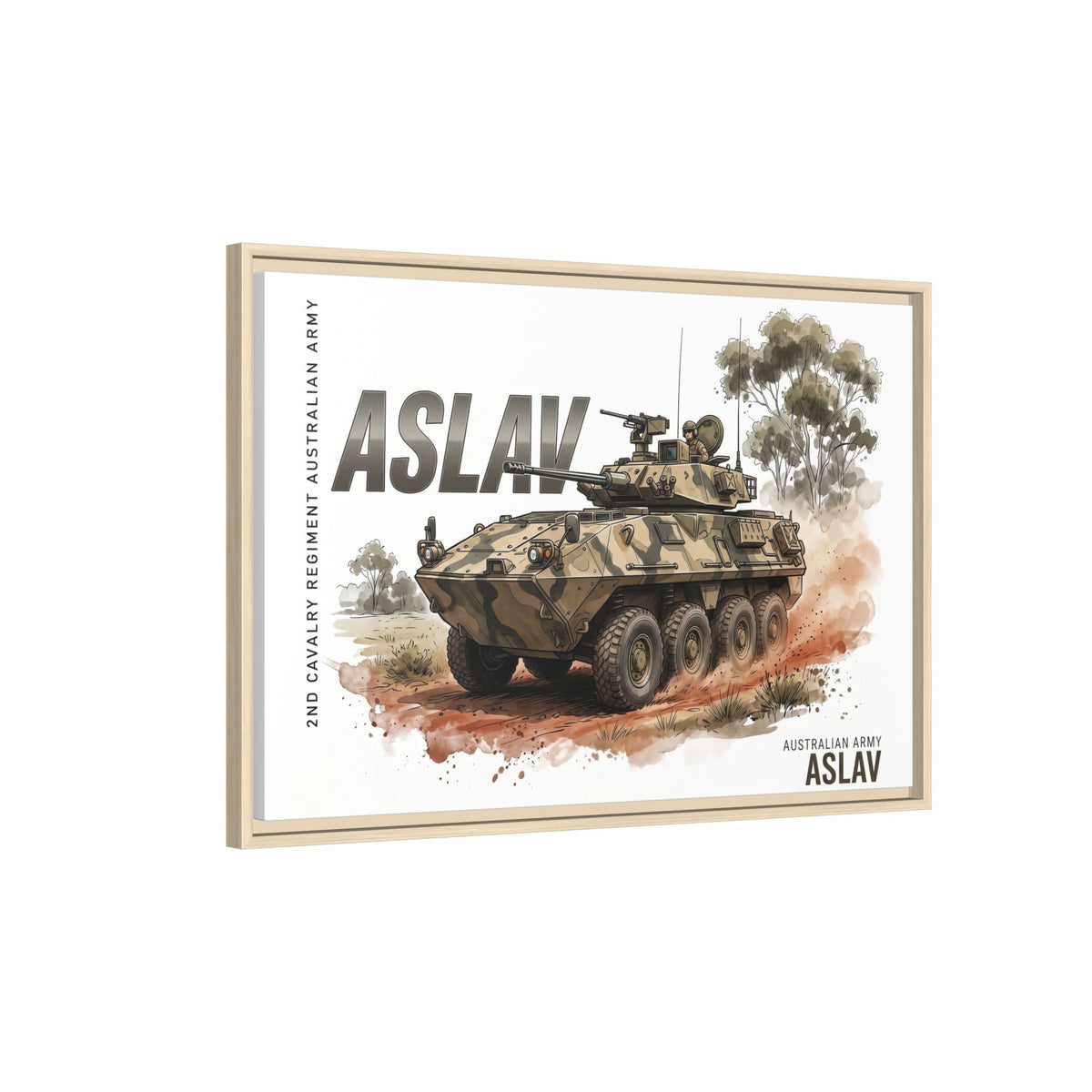 ASLAV Armored Vehicle Matte Canvas Framed Print — Australian Army Military Art