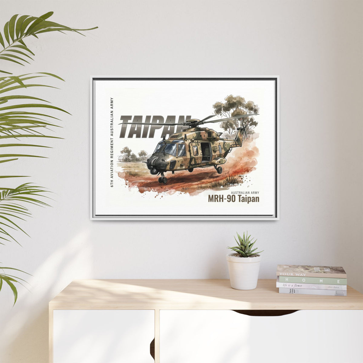 MRH-90 Taipan Helicopter Matte Canvas Framed Print — Australian Army Aviation Art