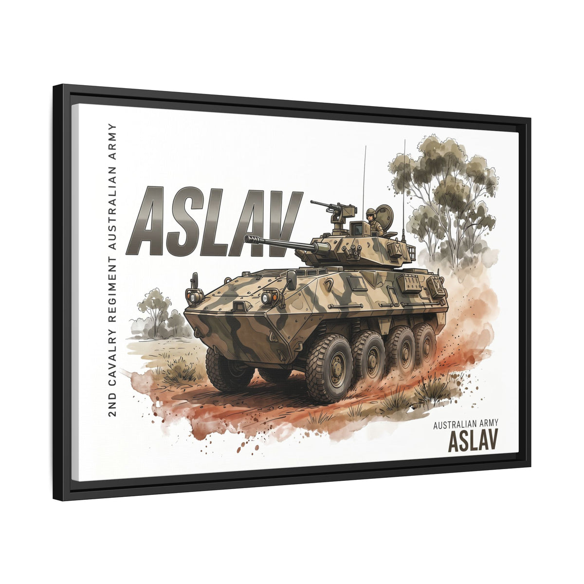 ASLAV Armored Vehicle Matte Canvas Framed Print — Australian Army Military Art