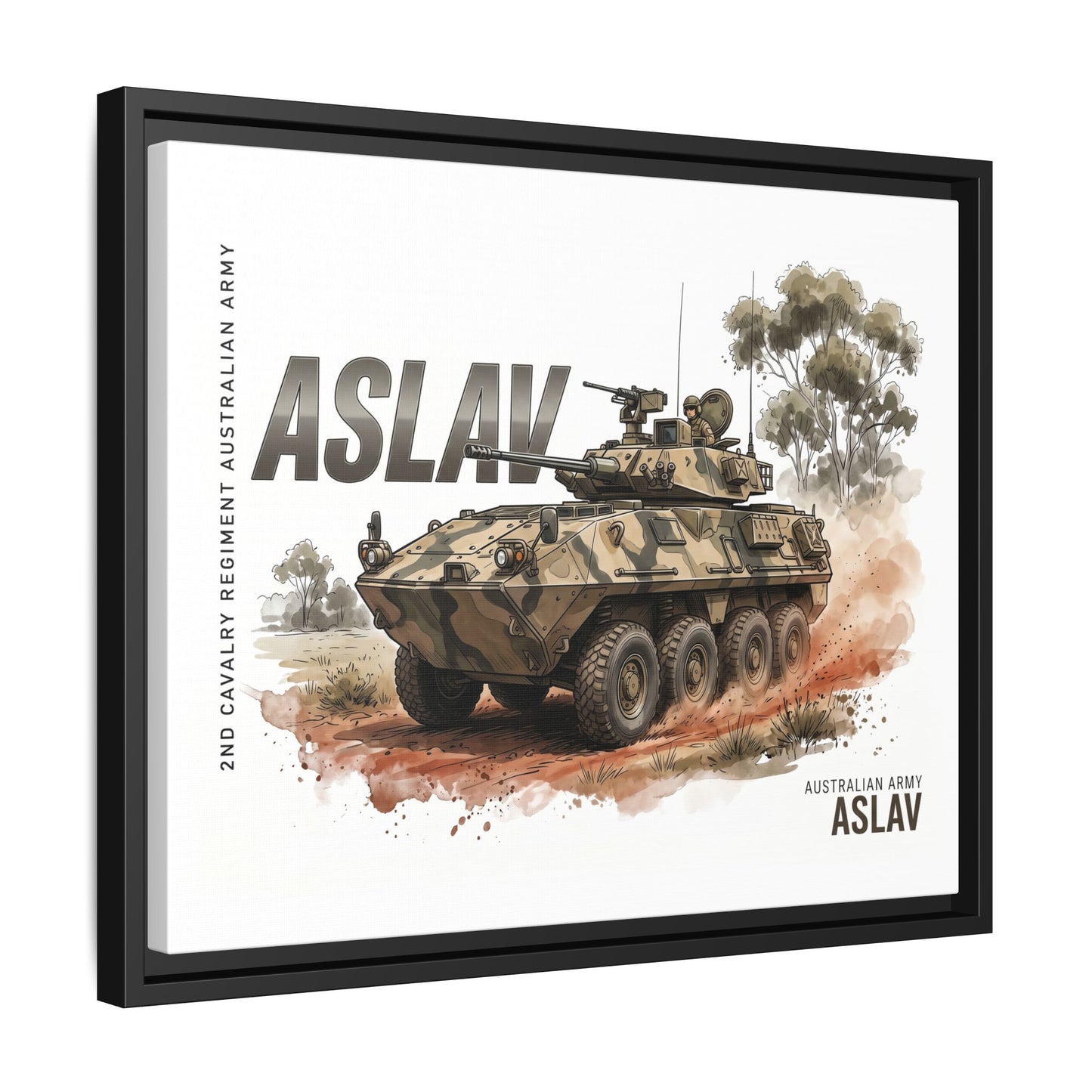 ASLAV Armored Vehicle Matte Canvas Framed Print — Australian Army Military Art