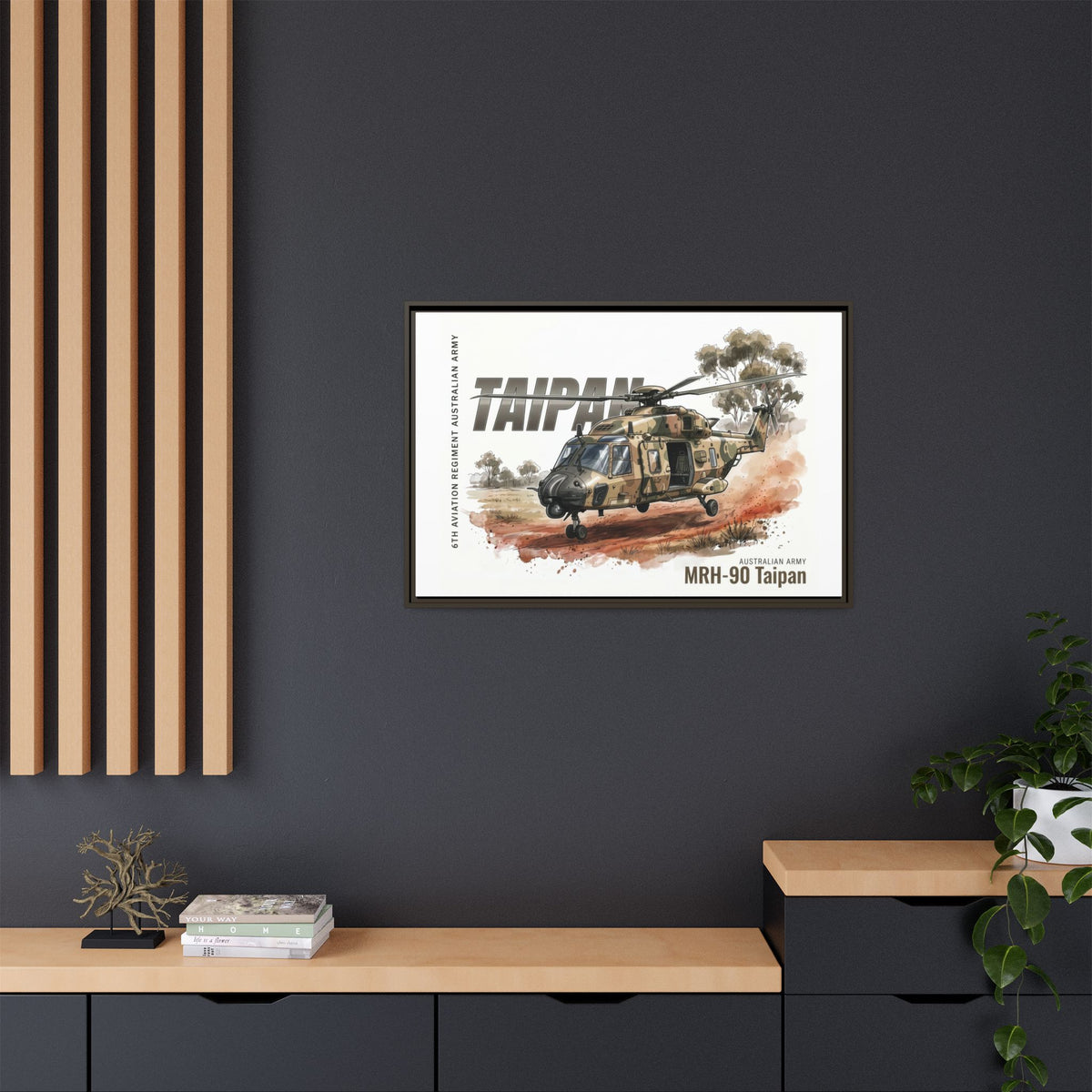 MRH-90 Taipan Helicopter Matte Canvas Framed Print — Australian Army Aviation Art