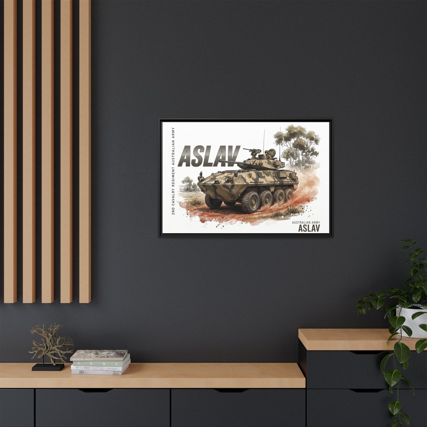 ASLAV Armored Vehicle Matte Canvas Framed Print — Australian Army Military Art