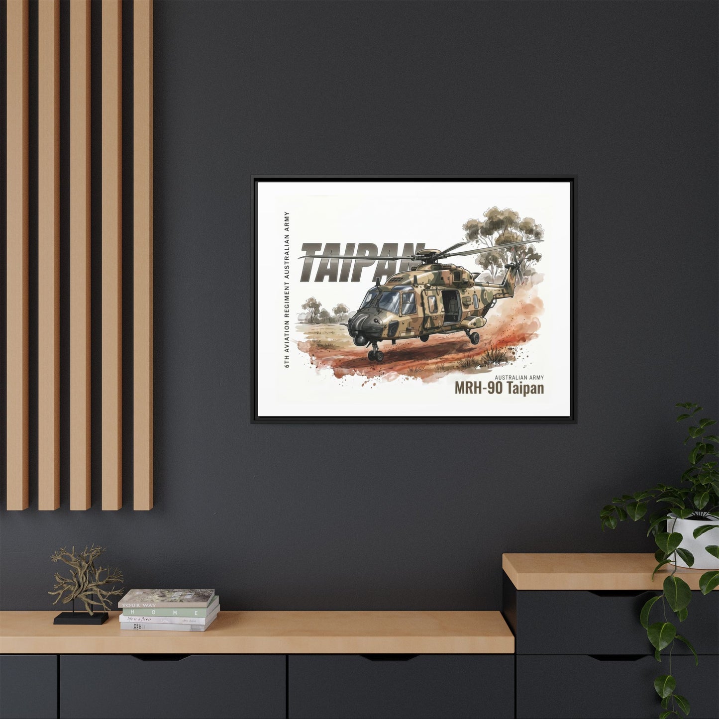 MRH-90 Taipan Helicopter Matte Canvas Framed Print — Australian Army Aviation Art