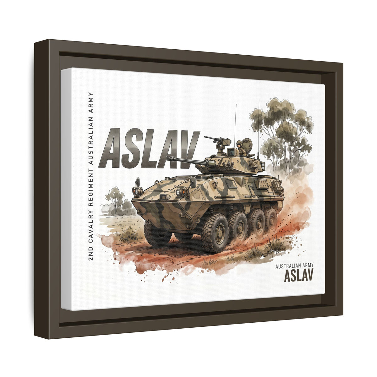 ASLAV Armored Vehicle Matte Canvas Framed Print — Australian Army Military Art