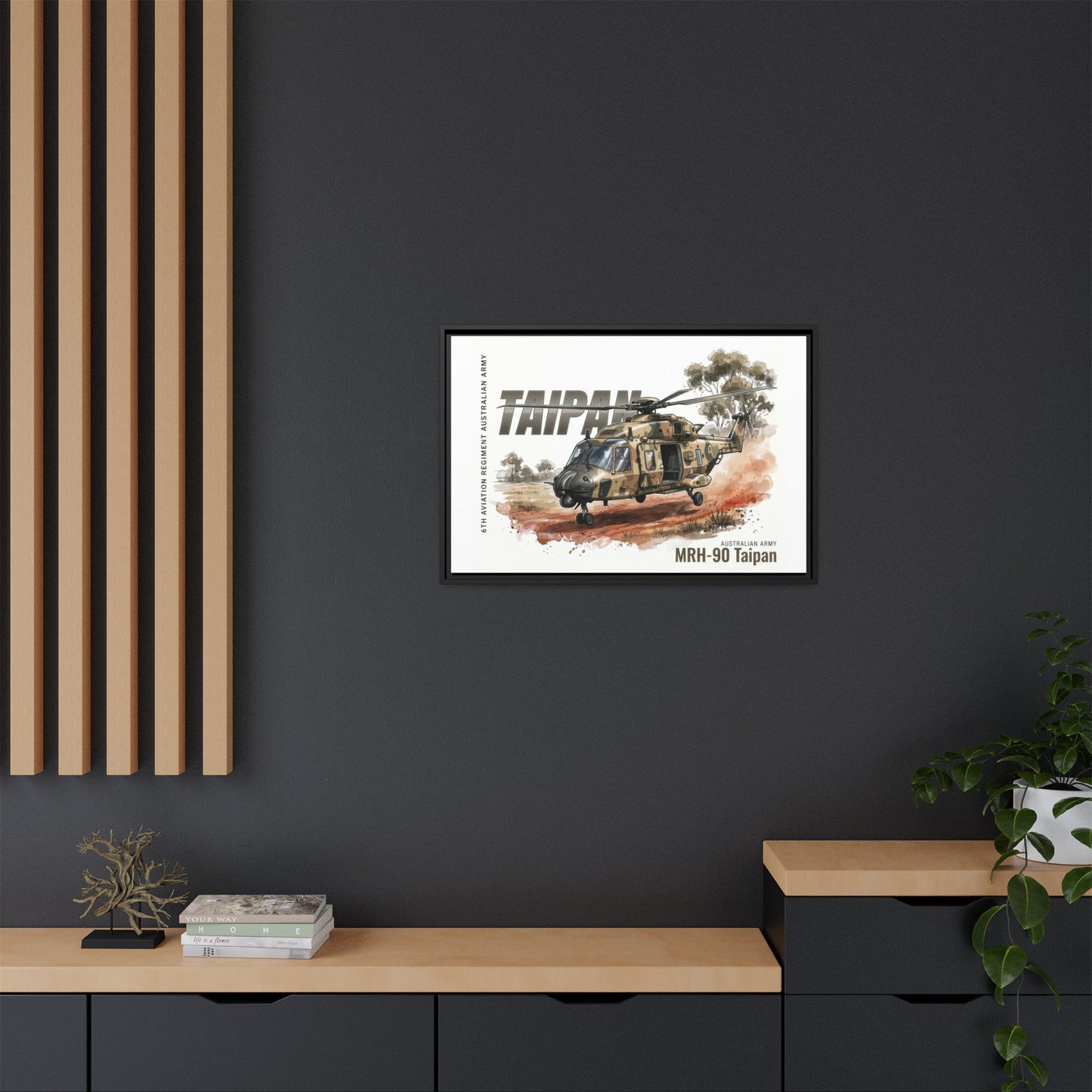 MRH-90 Taipan Helicopter Matte Canvas Framed Print — Australian Army Aviation Art
