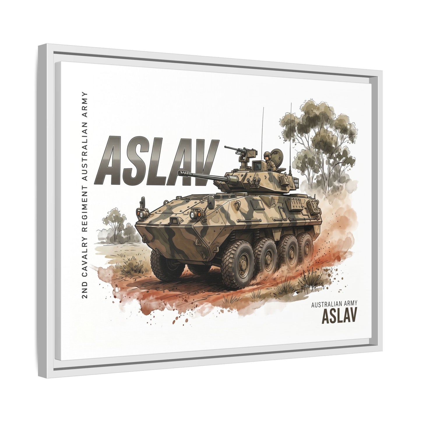 ASLAV Armored Vehicle Matte Canvas Framed Print — Australian Army Military Art