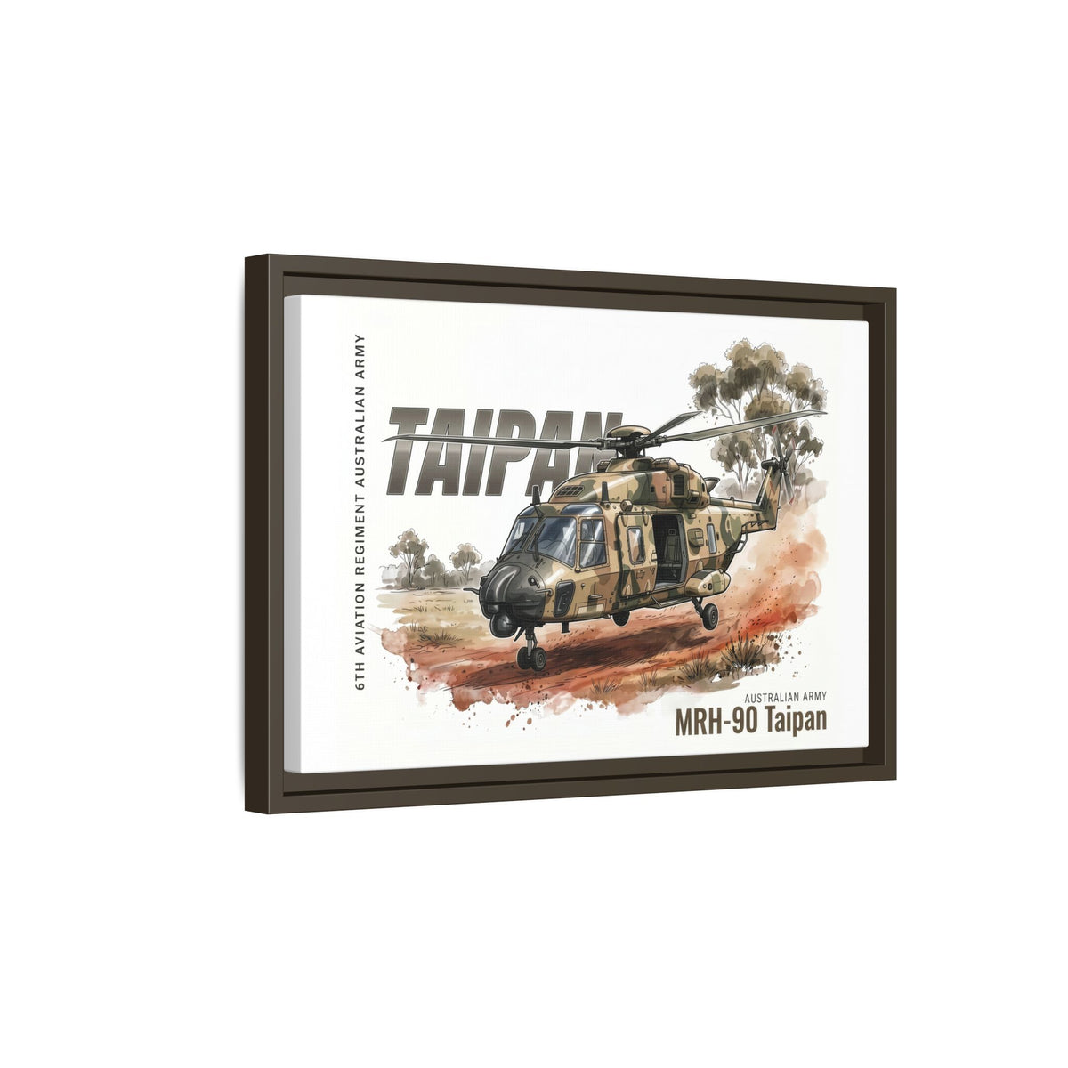 MRH-90 Taipan Helicopter Matte Canvas Framed Print — Australian Army Aviation Art