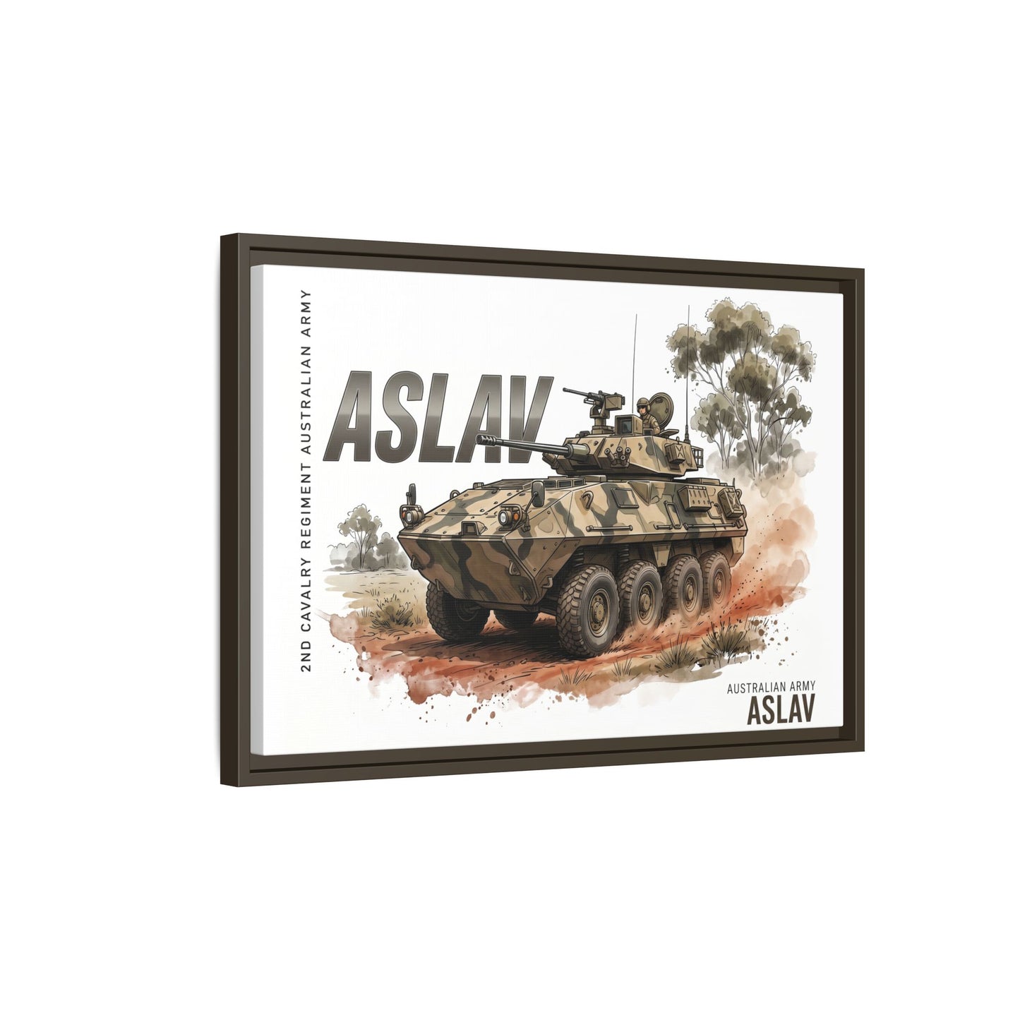 ASLAV Armored Vehicle Matte Canvas Framed Print — Australian Army Military Art