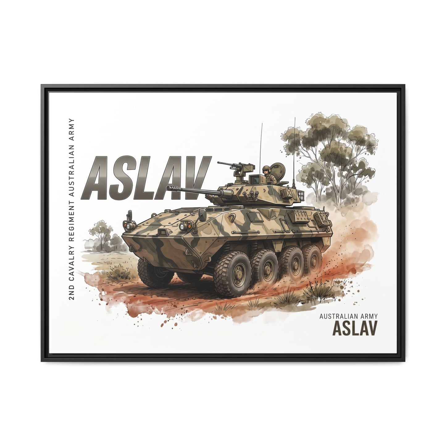 ASLAV Armored Vehicle Matte Canvas Framed Print — Australian Army Military Art