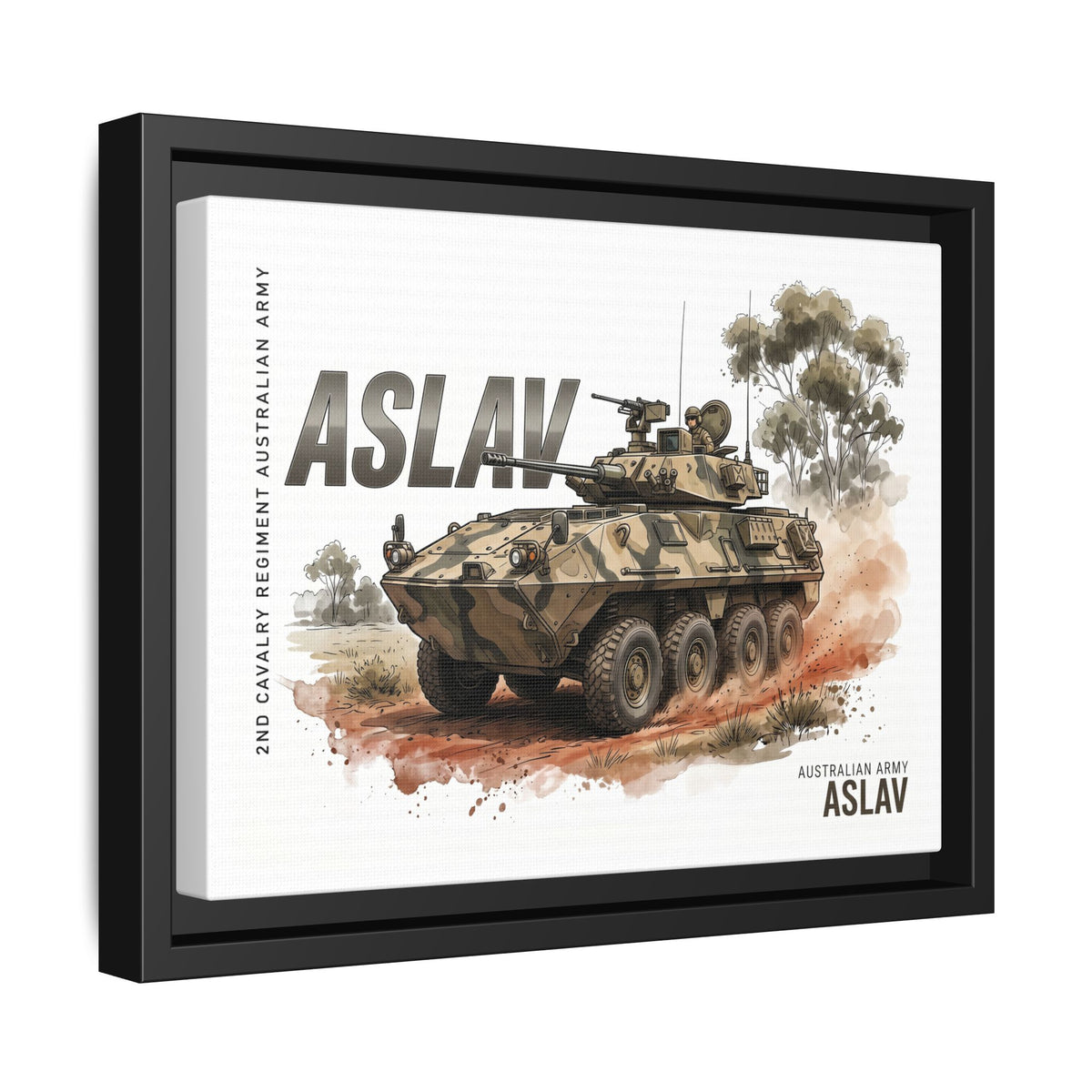 ASLAV Armored Vehicle Matte Canvas Framed Print — Australian Army Military Art