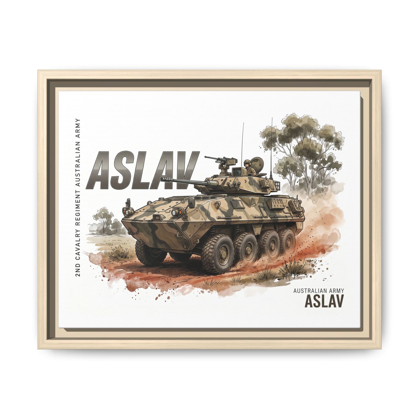 ASLAV Armored Vehicle Matte Canvas Framed Print — Australian Army Military Art