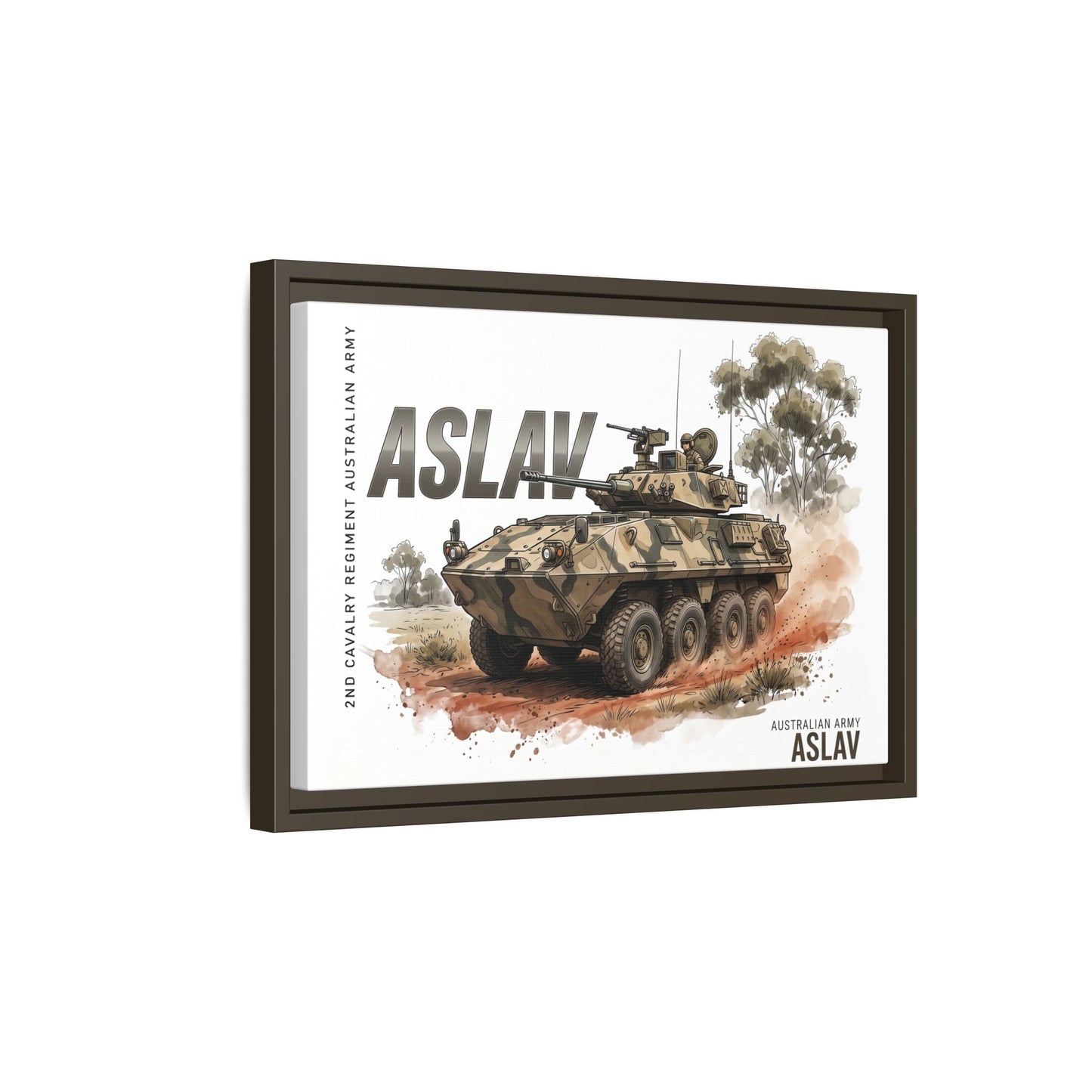 ASLAV Armored Vehicle Matte Canvas Framed Print — Australian Army Military Art