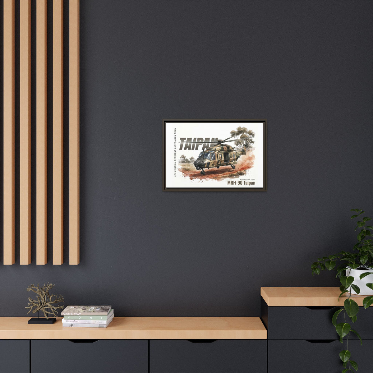 MRH-90 Taipan Helicopter Matte Canvas Framed Print — Australian Army Aviation Art